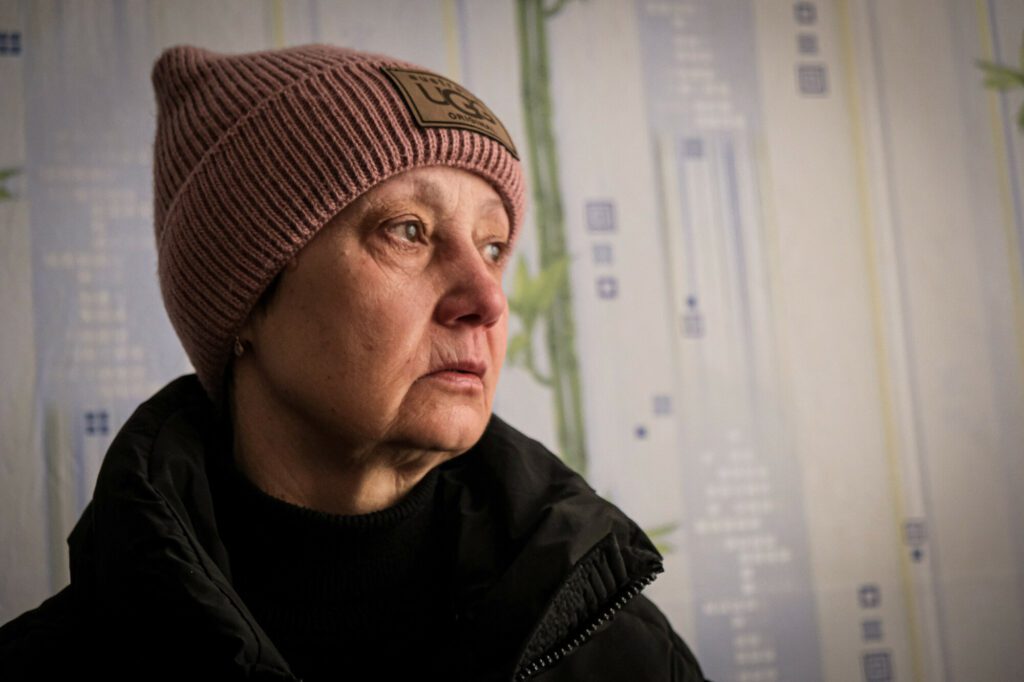 Svitlana, a 61-year-old affected IDP, who lost her home