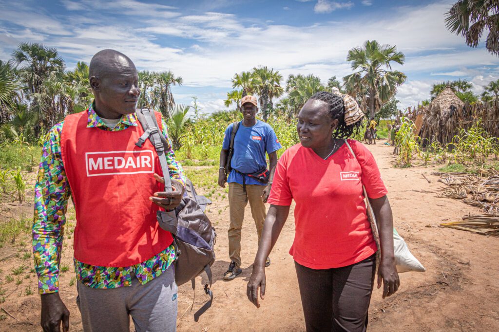 Humanitarian aid workers during a supervision visit in South Sudan