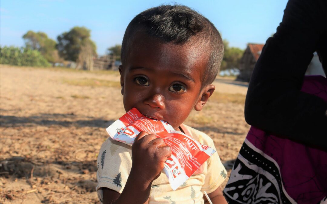 A two-year-old Malagasy boy receives help through Medair’s mobile clinic