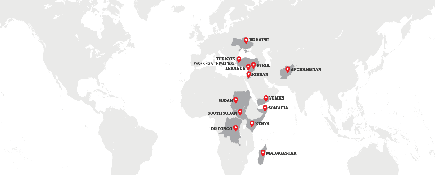 World Map Medair Locations