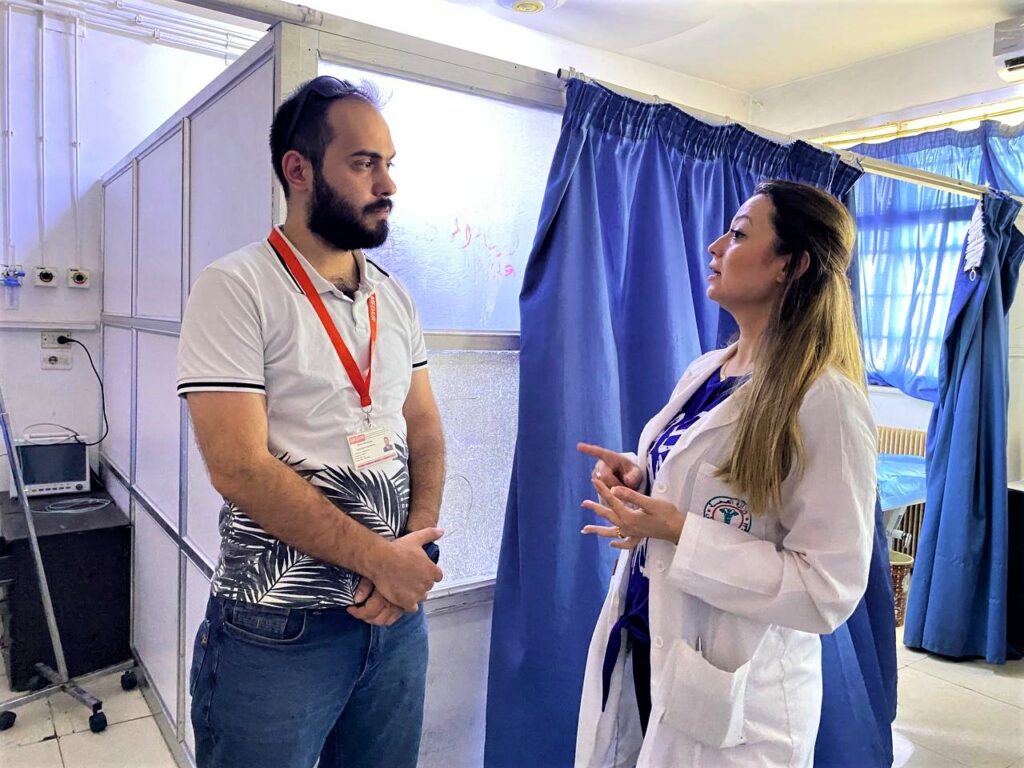 Dr Batoul shares her concerns with Dr Jamal, from the Medair health team.